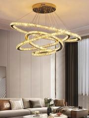 Люстра C10 с 4 кольцами из хрусталя — золото или хром, выбор размеров