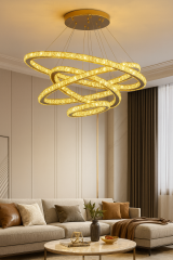 Люстра C10 с 4 кольцами из хрусталя — золото или хром, выбор размеров