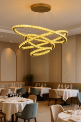 Люстра C10 с 4 кольцами из хрусталя — золото или хром, выбор размеров