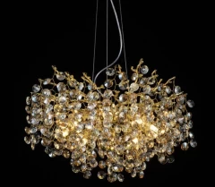 Люстра хрустальная, цвет золото. Цоколь E14.