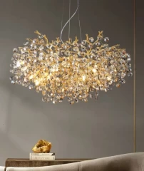 Люстра хрустальная, цвет золото. Цоколь E14.