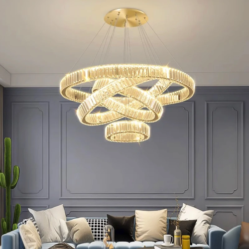 Люстра с хрустальными кольцами D31 — 4 уровня