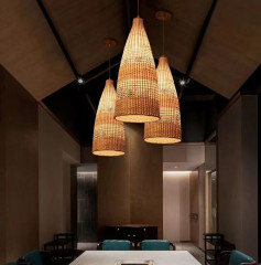 Подвесная люстра из ротанга в этническом стиле, два размера, регулируемая высота