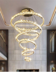 Люстра с хрустальными кольцами D31 — 6 уровней