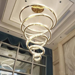 Люстра с хрустальными кольцами D31 — 6 уровней