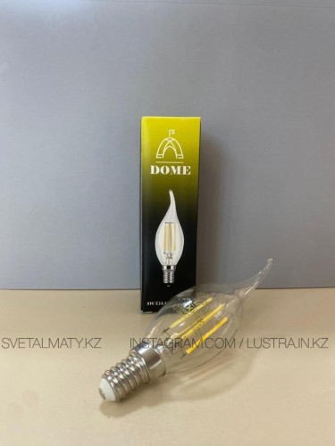 Лампа филамент DOME CW35, цоколь E14, мощность 8W, свечение нейтральное, форма свеча на ветру