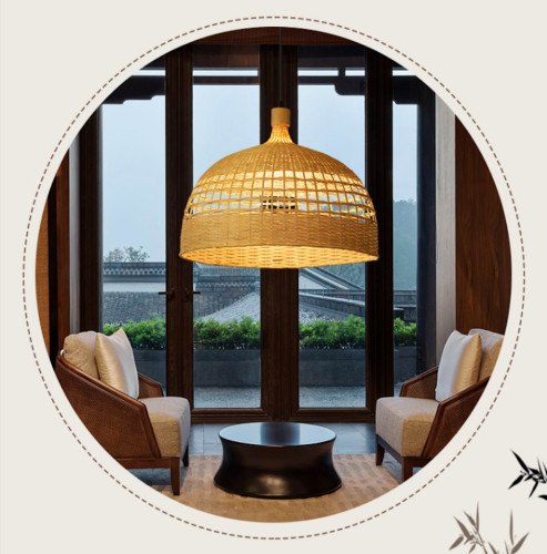 Подвесная люстра из ротанга в скандинавском стиле, два размера, регулируемая высота