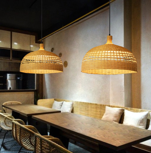 Подвесная люстра из ротанга в скандинавском стиле, два размера, регулируемая высота