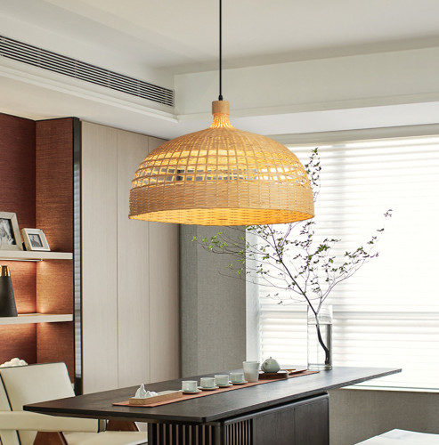 Подвесная люстра из ротанга в скандинавском стиле, два размера, регулируемая высота