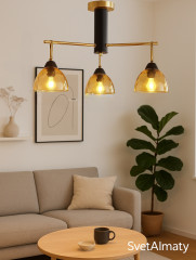 Люстра на 3 плафона , цвет черно-золото