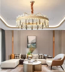 Люстра хрустальная на 24 лампы, цвет золото, цоколь E14, код 8579-80GD