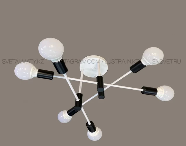 Потолочная люстра LOFT 0176-6 на 6 ламп, цвет черно-белый