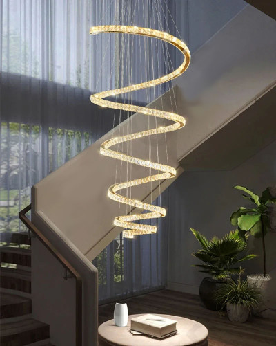 Люстра-спираль D32 с кристаллами