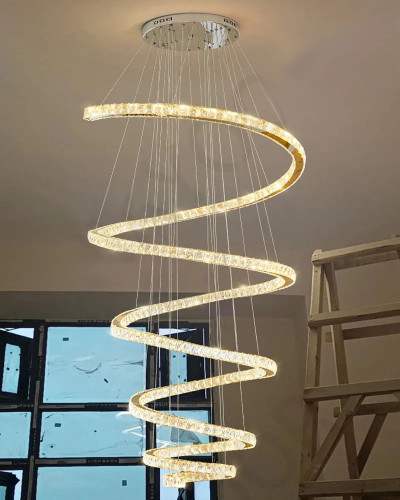 Люстра-спираль D32 с кристаллами