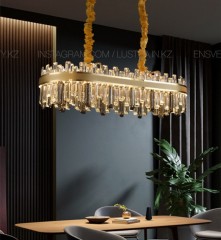 Люстра овальная хрустальная на 20 ламп, цвет золото, цоколь E14, код 8579-1000GD