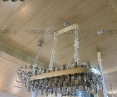 Люстра овальная хрустальная на 20 ламп, цвет золото, цоколь E14, код 8579-1000GD