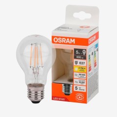 Светодиодная лампа LSCLA60 5W/827 230VFILCL E27 10X1RU OSRAM Теплый цвет