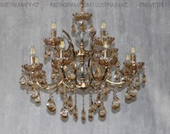 Люстра хрустальная  на 12 ламп, цоколь E14,  цвет золото