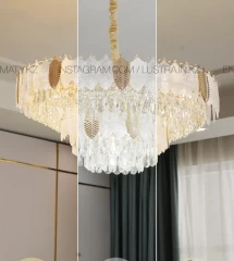 Роскошная  хрустальная люстра в стиле Постмодерн, цвет золото, кол-во ламп 12, цоколь E14