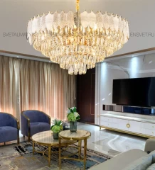 Роскошная  хрустальная люстра в стиле Постмодерн, цвет золото, кол-во ламп 12, цоколь E14