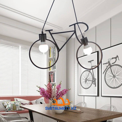 Подвесной светильник "Лофт Велосипед" на 2 лампочки 2402/2