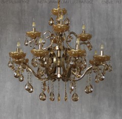 Люстра подвесная хрустальная на 12 ламп золотая
