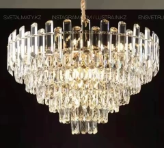 Люстра хрустальная подвесная на 16 ламп, цвет золото. Цоколь Е14