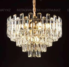 Люстра хрустальная подвесная на 10 ламп, цвет золото. Цоколь Е14
