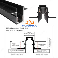 Магнитный шинопровод скрытого монтажа (гипсокартон) LUX 3М