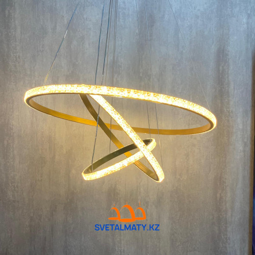 Подвесная люстра на 3 кольца золотистым цвете