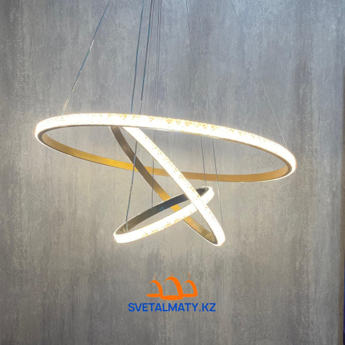 Подвесная люстра на 3 кольца золотистым цвете