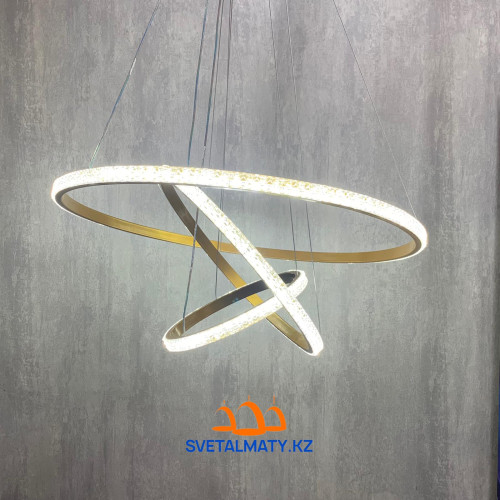 Подвесная люстра на 3 кольца золотистым цвете