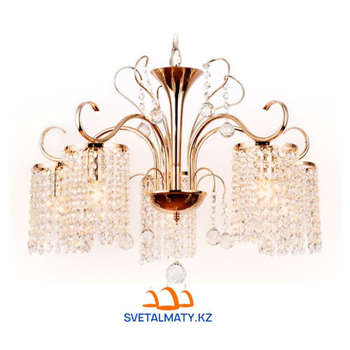 Классическая хрустальная люстра на 5 ламп золото