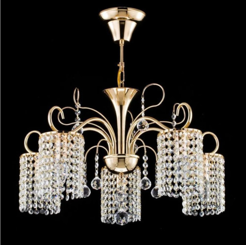 Классическая хрустальная люстра на 5 ламп золото