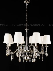 6 абажурлы люстра, түсі хром. Тауар коды:Z1021-8ch+wh