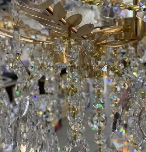 Подвесная хрустальная люстра/цвет-золото/SvetAlmaty.kz/E1890-6