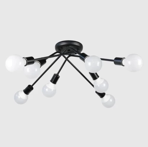 Черная 8-ламповая современная люстра