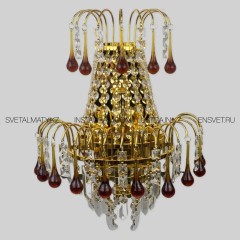 Золотая класcическая хрустальная настенная бра на 3 лампы Е14 (Модель 8328-3W)