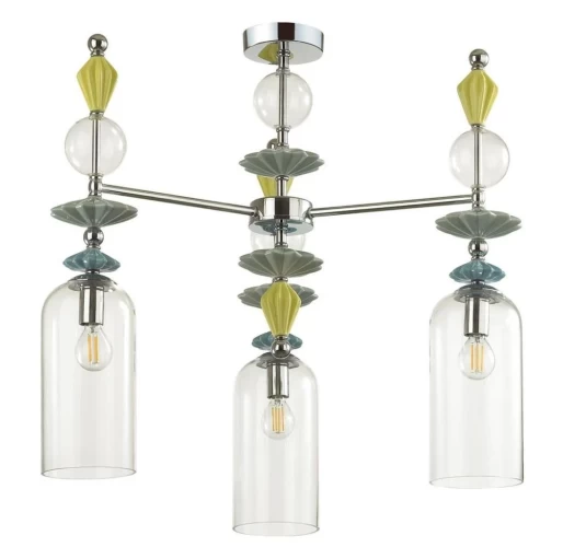 Люстра потолочная на 3 лампы, стекло прозрачное. Цоколь E14. Код T001/3CR