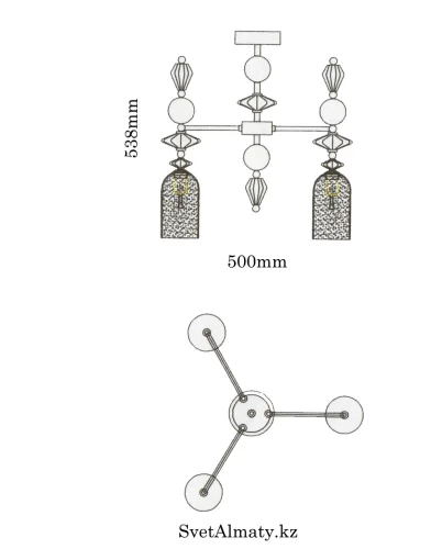 Люстра потолочная на 3 лампы, стекло прозрачное. Цоколь E14. Код T001/3CR