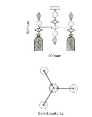 Люстра потолочная на 3 лампы, стекло прозрачное. Цоколь E14. Код T001/3CR