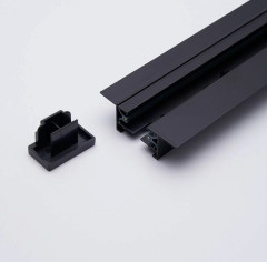 Встраиваемый однофазный шинопровод 1 метр черный (с вводом питания и заглушкой)