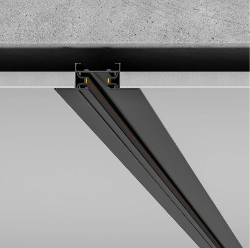 Встраиваемый однофазный шинопровод 1 метр черный (с вводом питания и заглушкой)