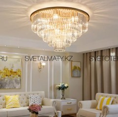 Хрустальная люстра в Американском стиле на 15 ламп золотая (матовая)