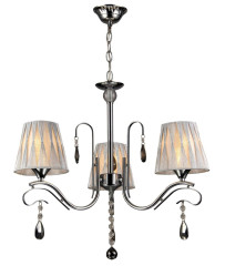 Люстра потолочная с текстильными плафонами и подвесками, хром, 3 лампы