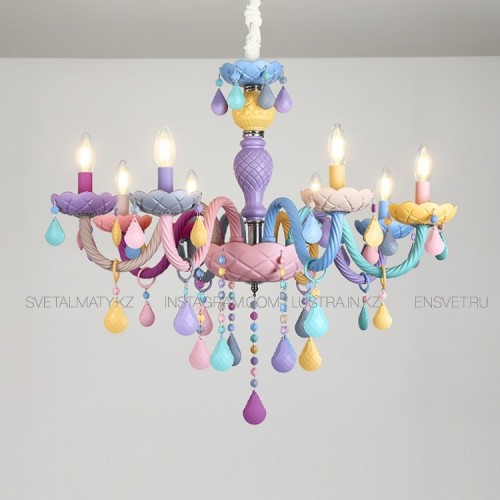Разноцветная люстра на 8 ламп/SvetAlmaty.kz/6166-8