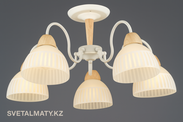 Люстра потолочная N6695/5 WT+WOOD