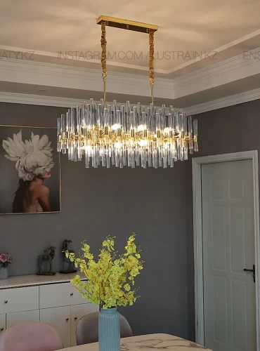 Люстра овальная в стиле modern, на 16 ламп, цвет золото, цоколь Е14