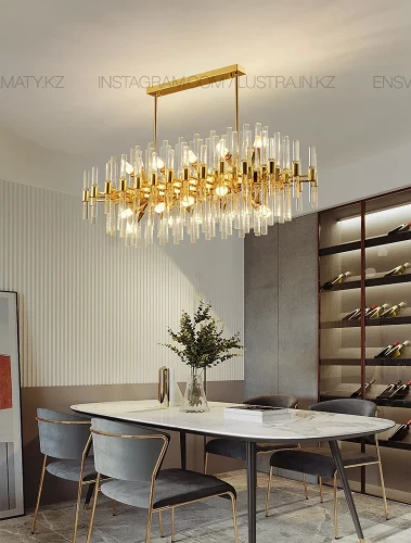 Люстра овальная в стиле modern, на 16 ламп, цвет золото, цоколь Е14