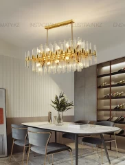 Люстра овальная в стиле modern, на 16 ламп, цвет золото, цоколь Е14